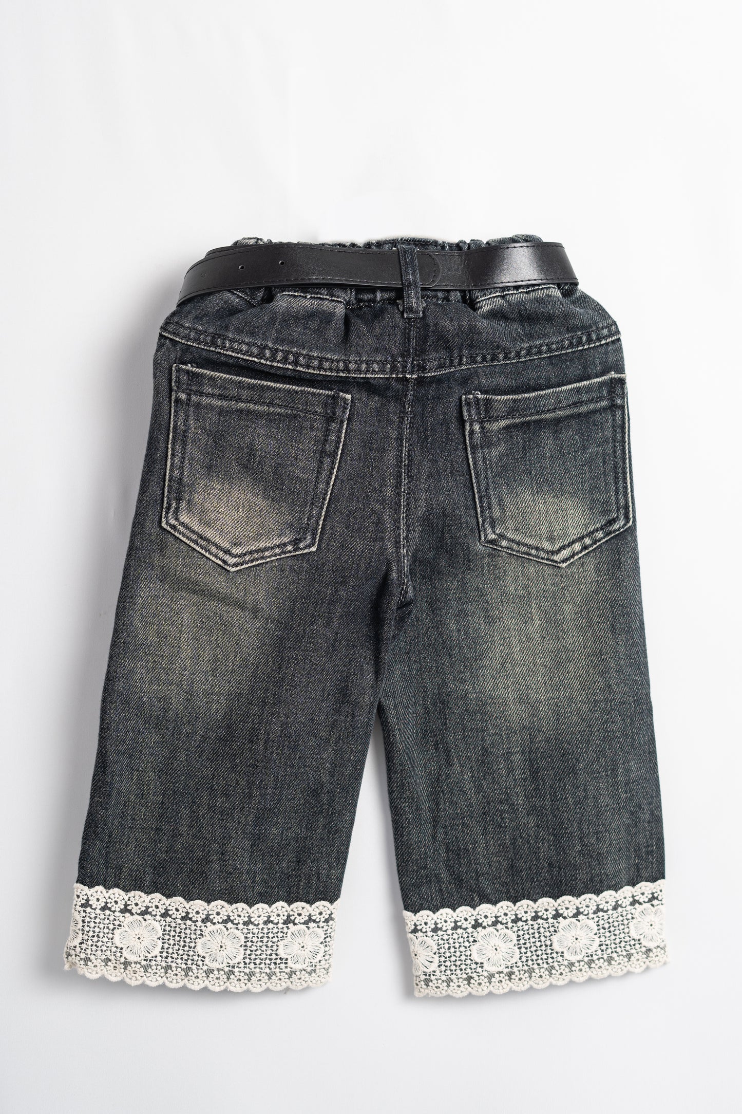 LACE-TRIMMED DENIM